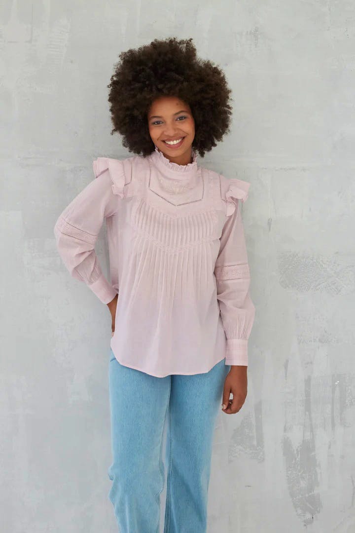 Dilli Grey Shalina Embroidered Top in Orchid, £99