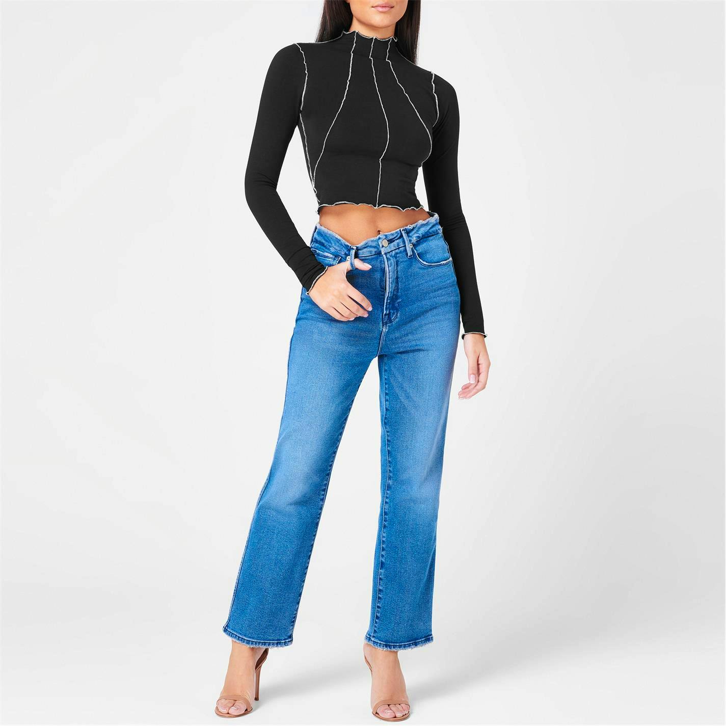 Good American Good Curve Straight Leg Jeans, NOW £105