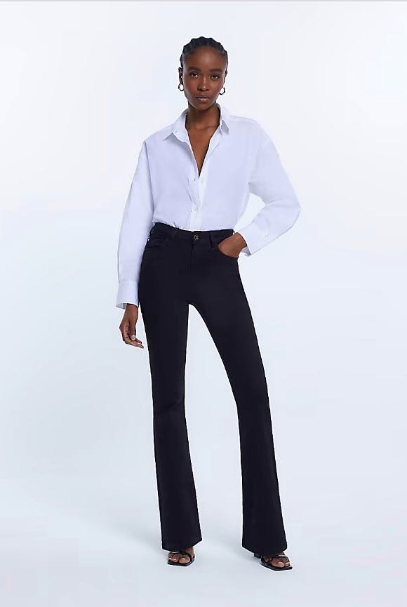 River Island Black Mid Rise Flared Jeans, £45