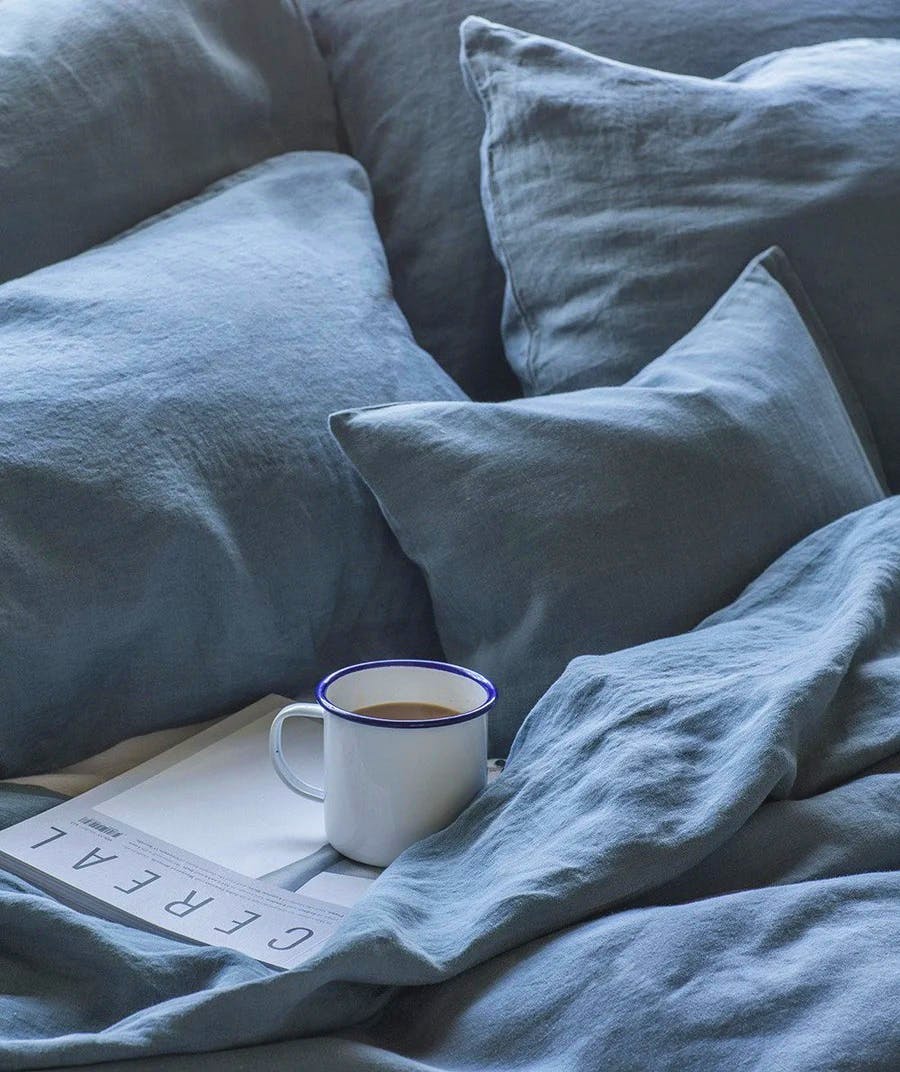 The Linen Works Parisian Blue Linen Pillowcase, £30