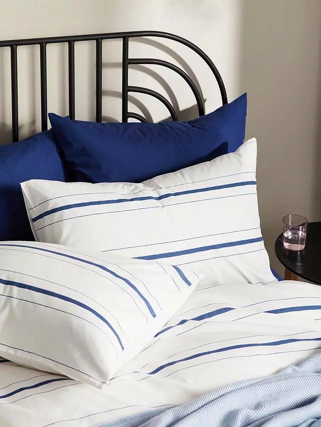 John Lewis New Stripe Single Duvet Cover Set, Navy, £25 – 55