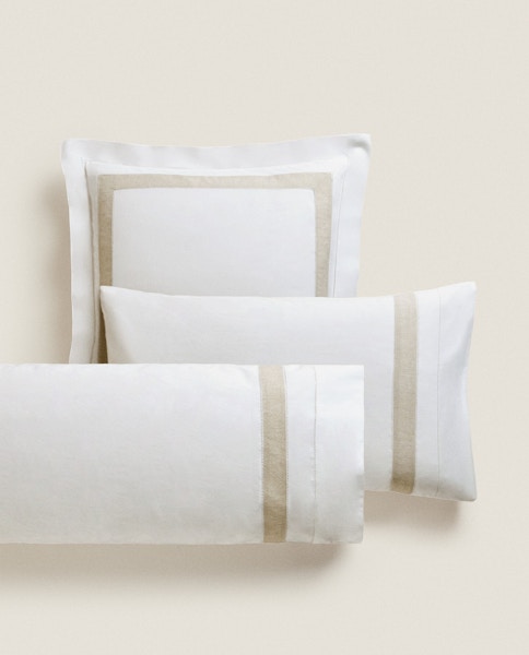 Zara Home Pillowcase With Linen Border, £19.99 – 49.99