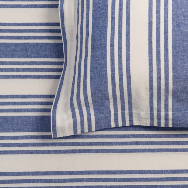 Soak & Sleep Blue/White Wide Stripe Linen & Cotton Blend Superking Oxford Pillowcase Pair, £30