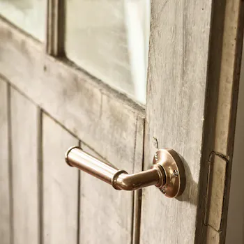 Grove Levered Door Handles, Antique Brass
