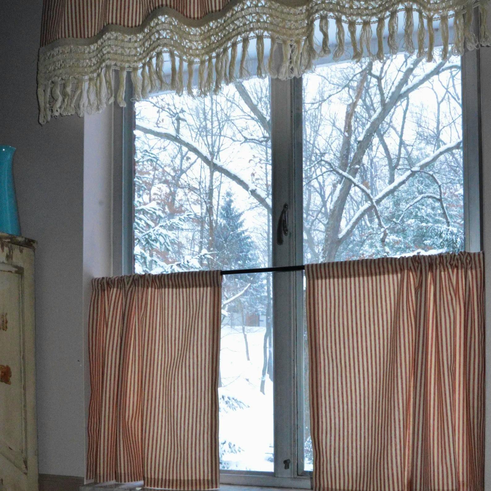 Etsy Cafe Curtains Farmhouse Red Stripe Ticking, from £28.23