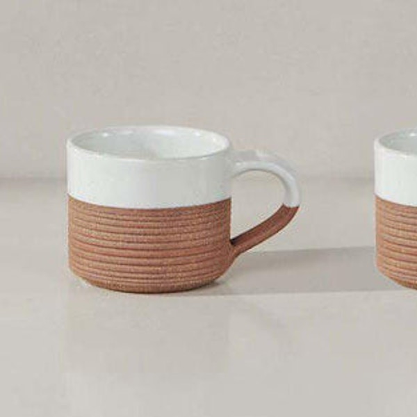 Nkuku Mali Ribbed Espresso Mug - White (Set of 2), £25