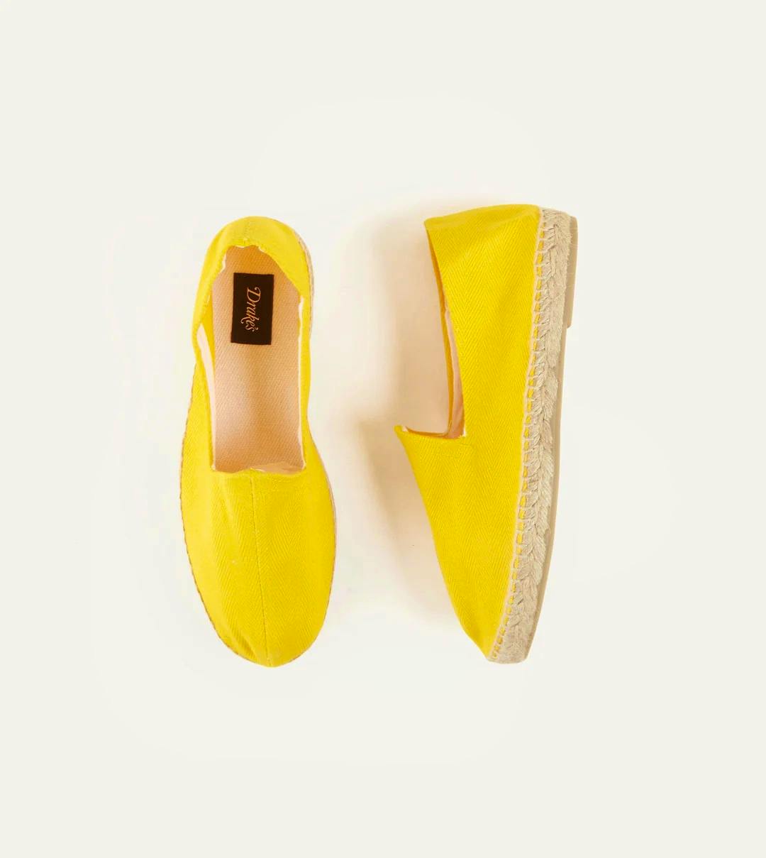Drakes Yellow Herringbone Cotton Espadrilles, £75