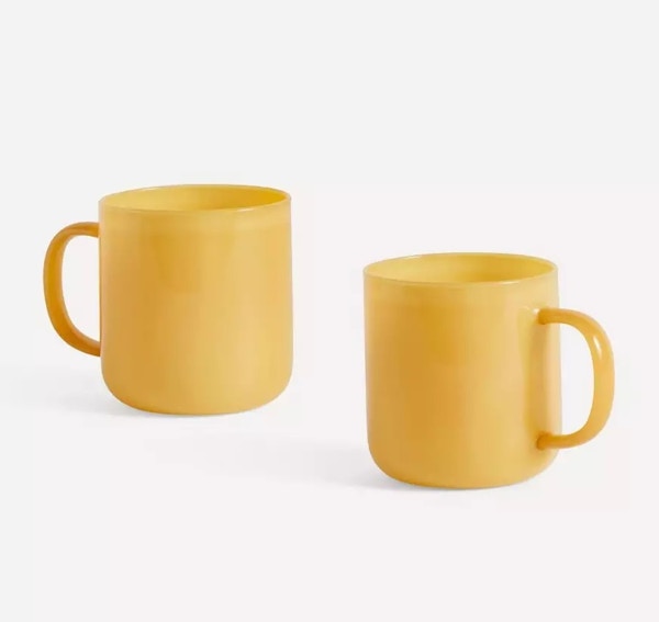HAY Borosilicate Jade Yellow Glass Mugs Set of Two, £65