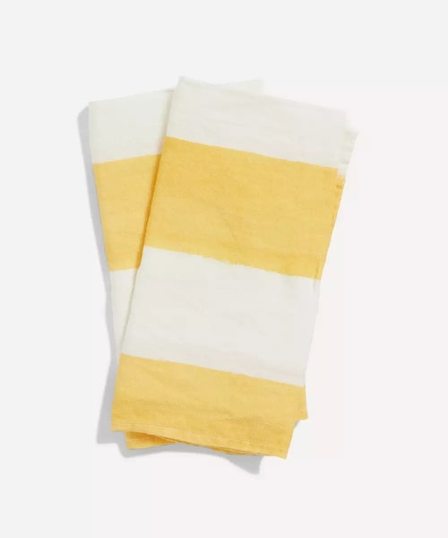 Summerill & Bishop Lemon Yellow Stripe Linen Napkins Set of Two, £60