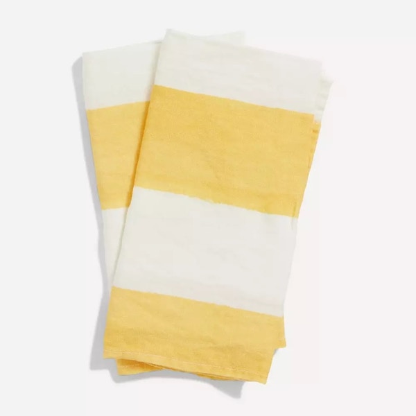 Summerill & Bishop Lemon Yellow Stripe Linen Napkins Set of Two, £60