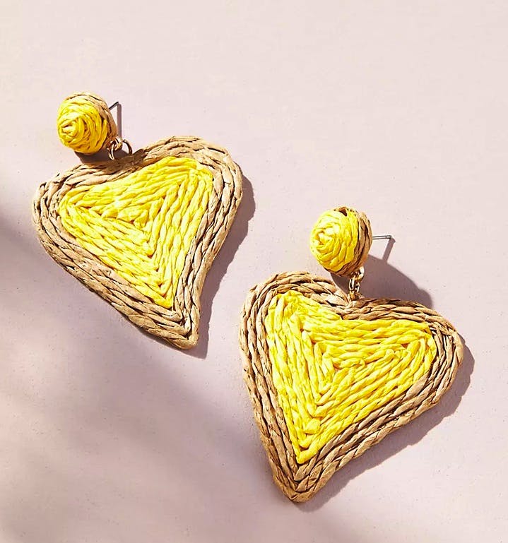 Anthropologie Raffia Heart Earrings, £38