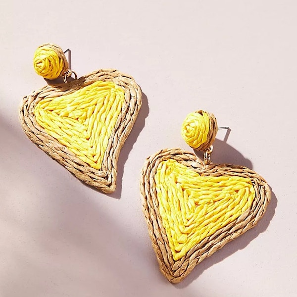 Anthropologie Raffia Heart Earrings, £38