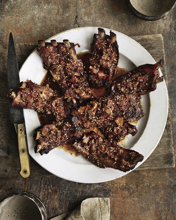Sticky Ribs In Rhubarb, Ginger And Chilli