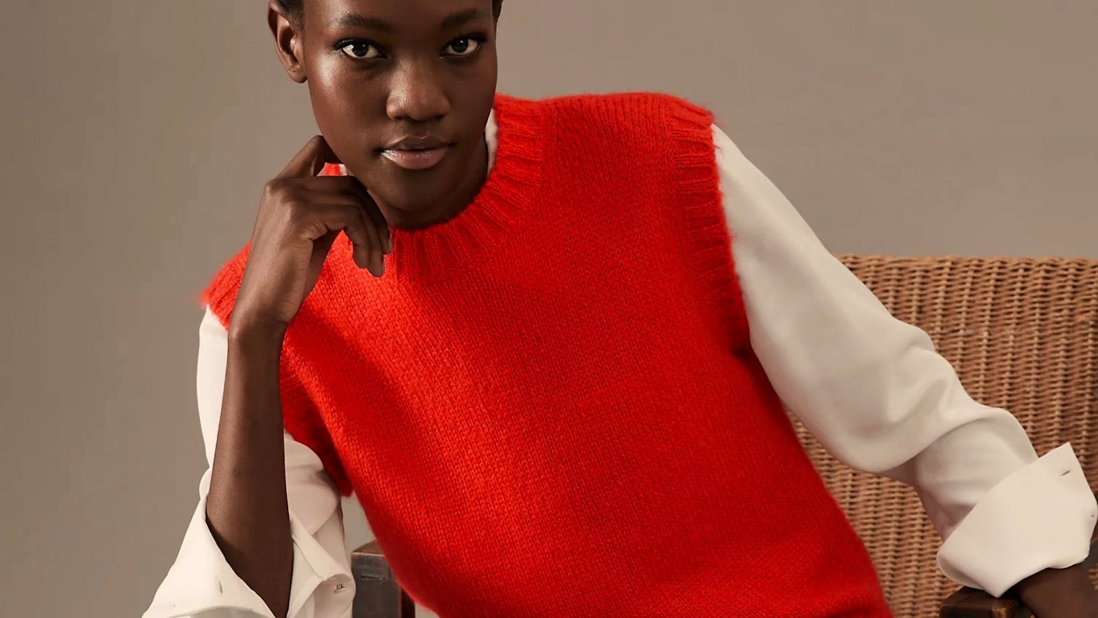 Mohair Blend Crew Neck Knitted Vest Copy