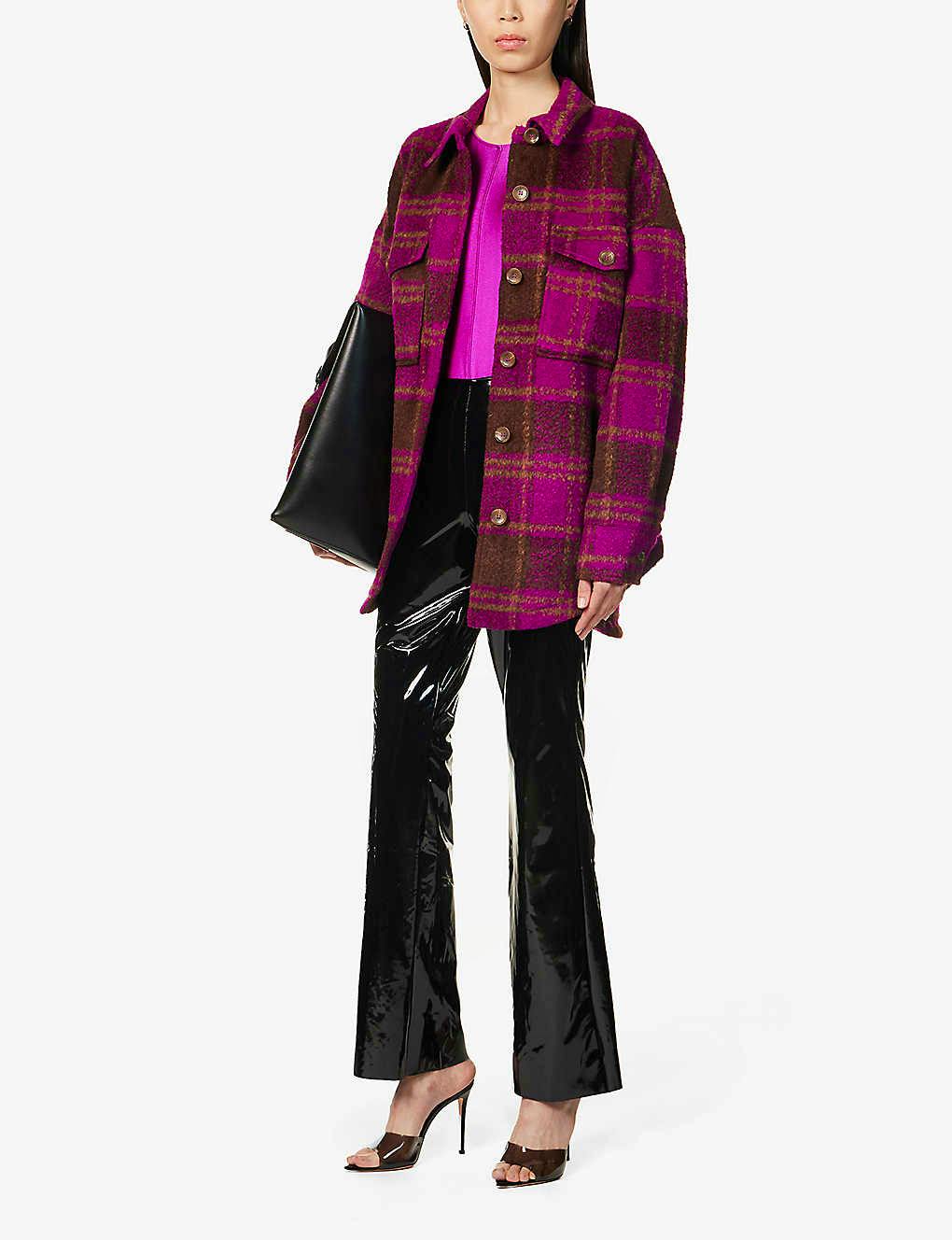 Good American Tartan-Print Dropped Shoulders Woven Shirt, £165