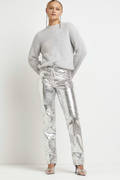 River Island Silver Faux Leather Trousers, £45