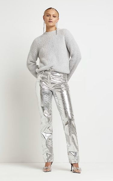 River Island Silver Faux Leather Trousers, £45