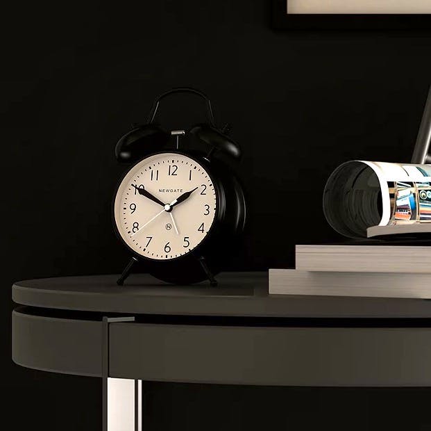 Newgate Clocks Covent Garden Twin Bell Silent Sweep Analogue Alarm Clock, £29