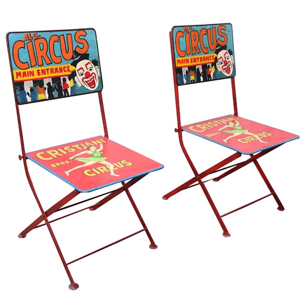 Oak World Mardi Gras Hand Painted Iron Circus Folding Chair, NOW £79