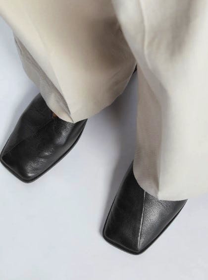 COS Square-Toe Crossover Leather Ballet Flats, £99