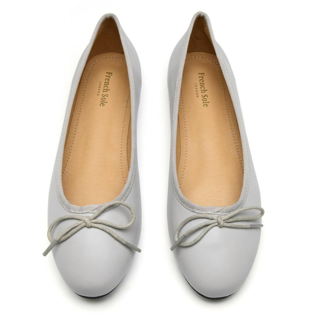 French Sole Amelie Light Grey Leather Ballet Flat, £120
