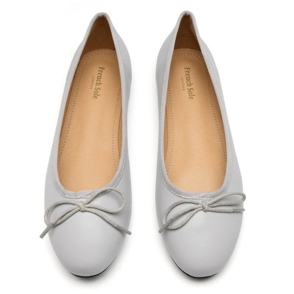 French Sole Amelie Light Grey Leather Ballet Flat, £120