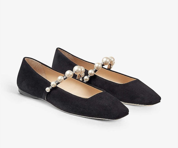 Jimmy Choo Ade Pearl and Crystal Suede Ballet Flats, £625