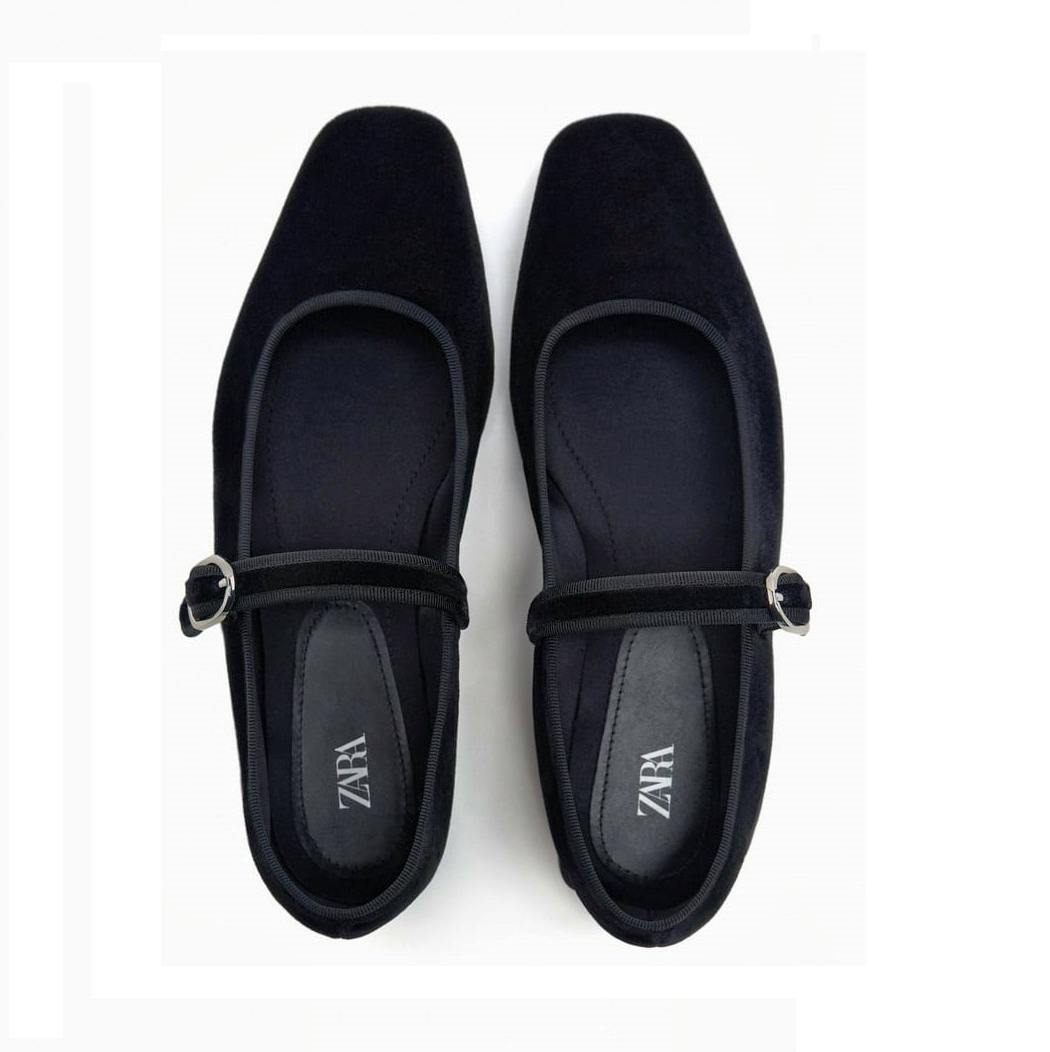 Zara Velvet Ballet Flat, £50
