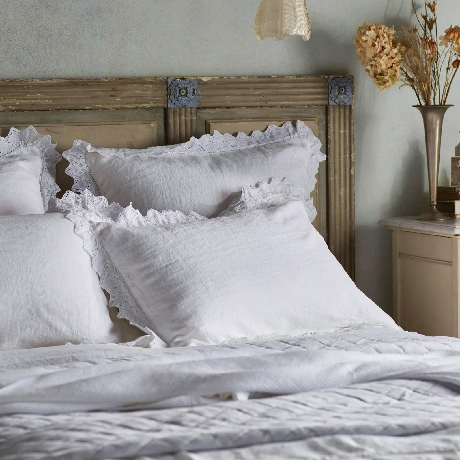 Secret Linen White Violet Linen Pillowcase, £38