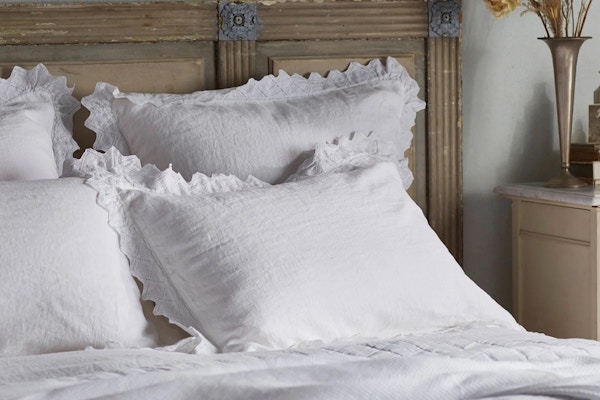 Secret Linen White Violet Linen Pillowcase, £38