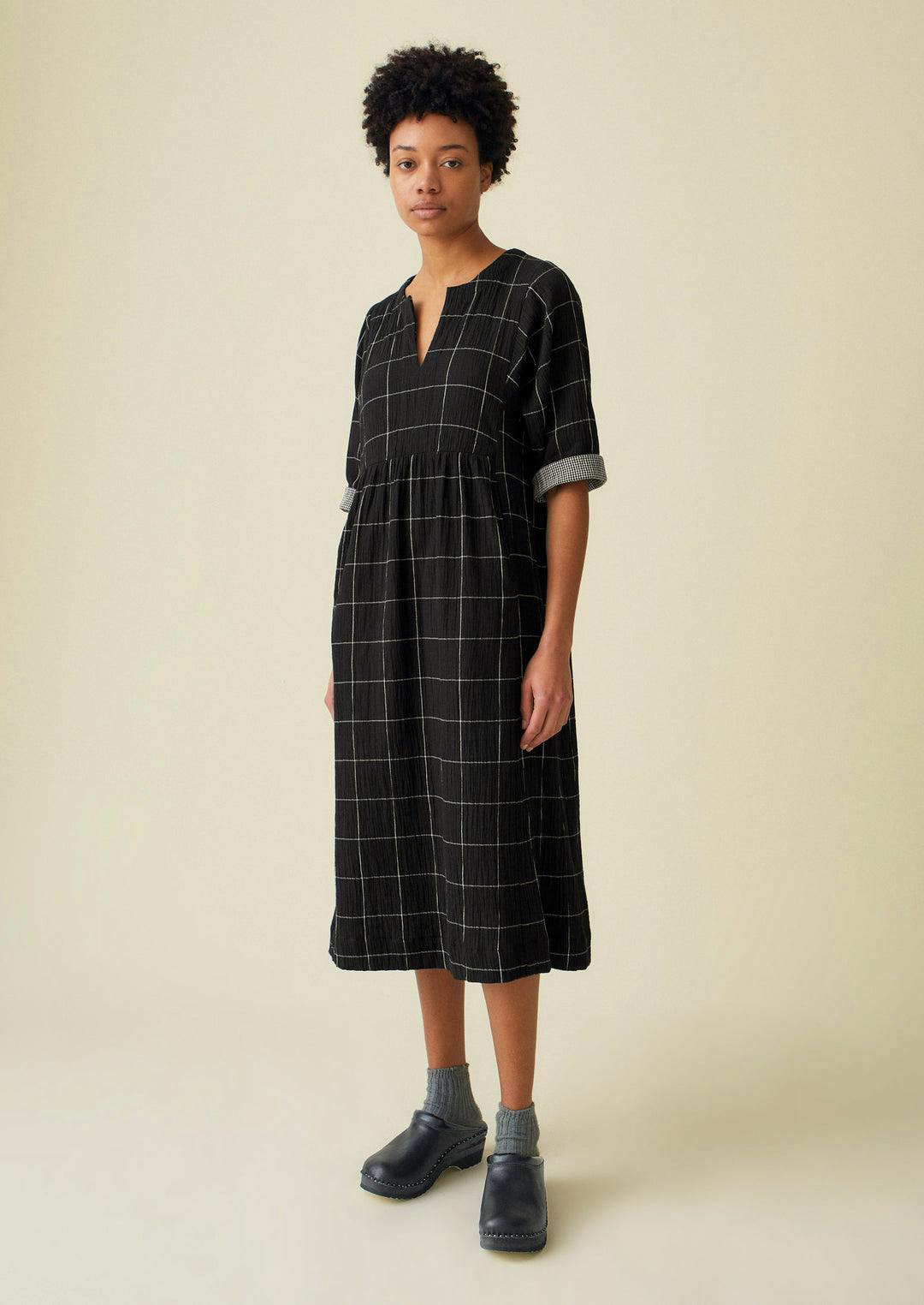 TOAST Drift Check Crinkled Cotton Dress, £150