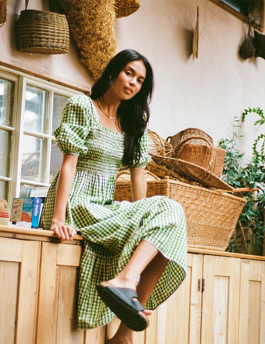 Nobody’s Child Green Gingham Elsa Smock Midi Dress, £75