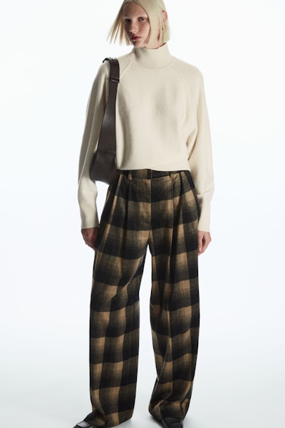 Cos Wide-Leg Checked Wool-Blend Trousers, £99