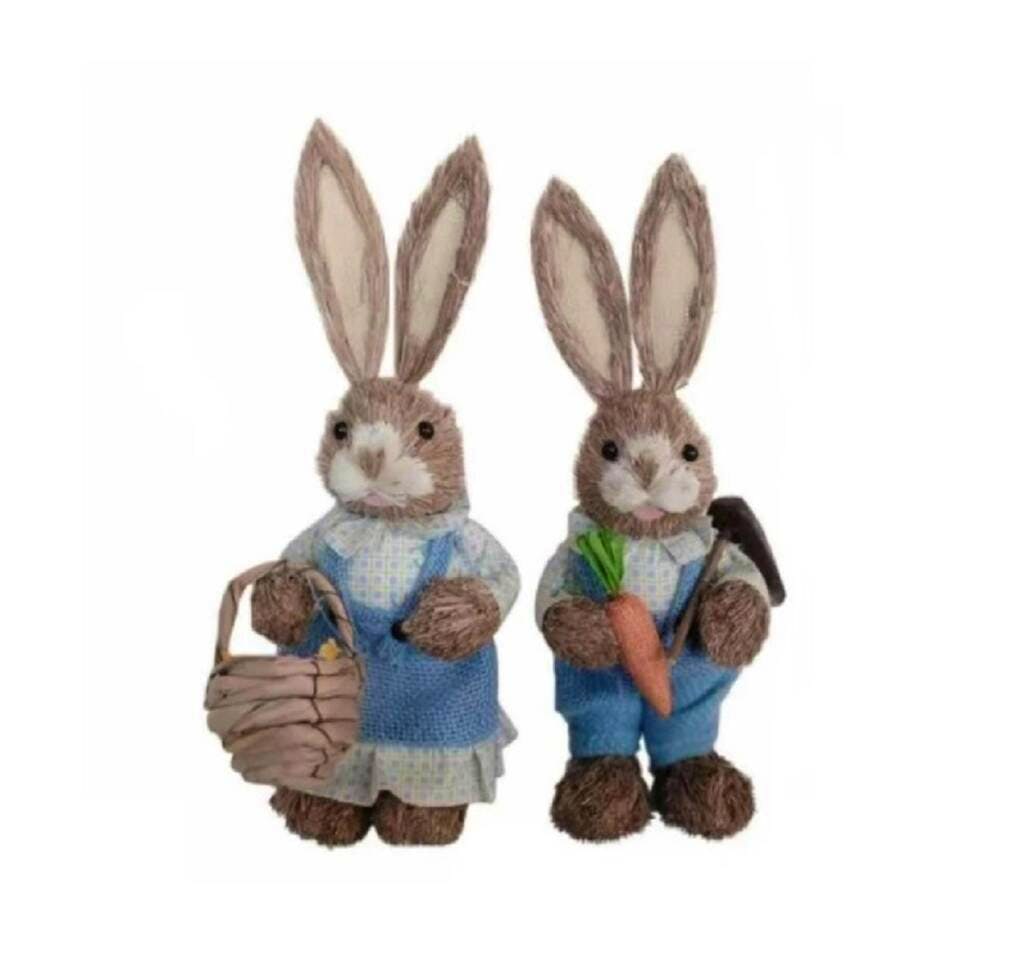 The Table Stylist Straw Easter Bunnies Set Of Two Blue, £35