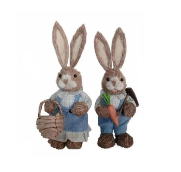 The Table Stylist Straw Easter Bunnies Set Of Two Blue, £35