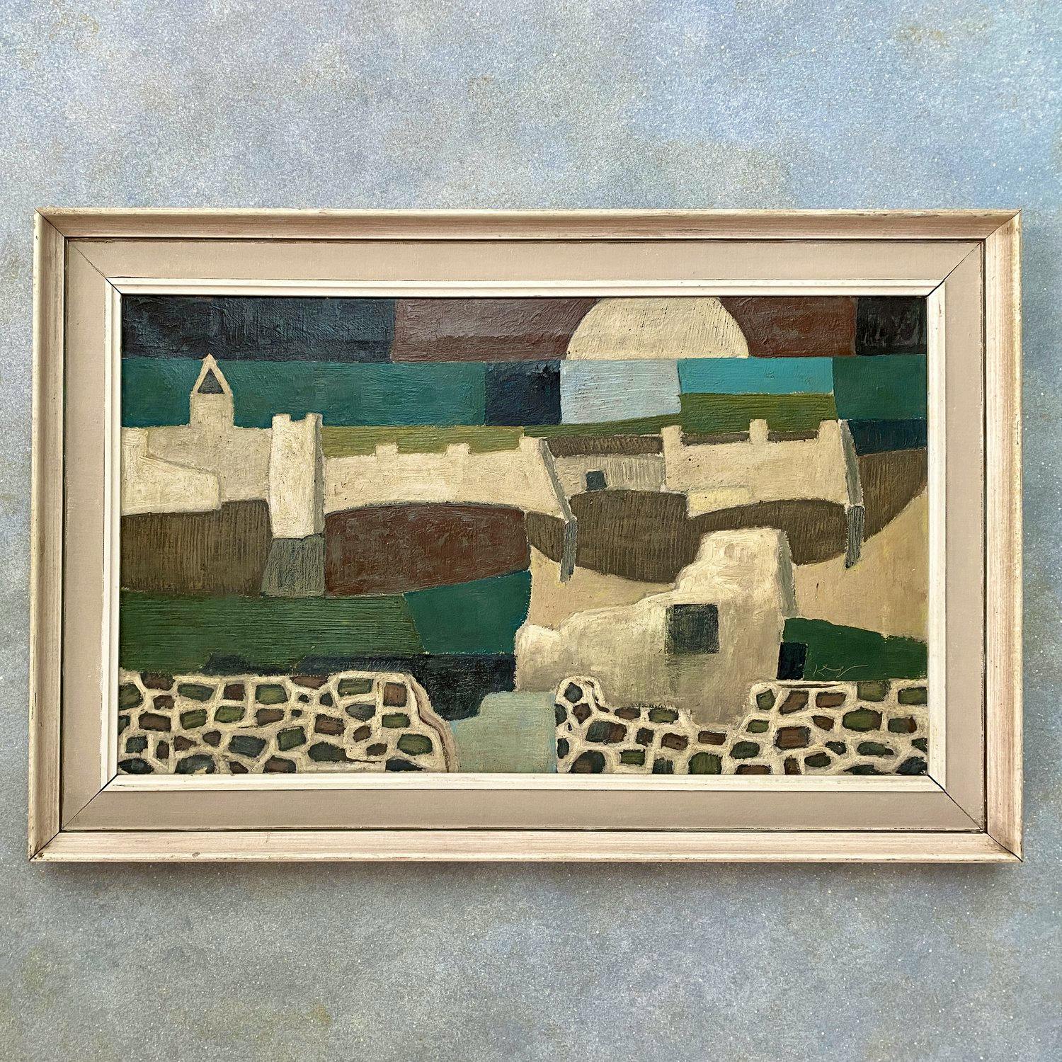 Etalage Large Mid Century Coastal Oil Painting, £985