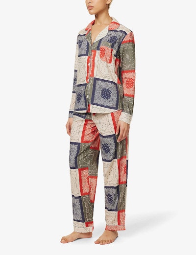 Desmond & Dempsey Bandana-Print Long Cotton Pyjamas, £170