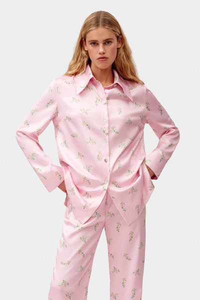 Sleeper Blossom Printed Shirt in Pink, $250