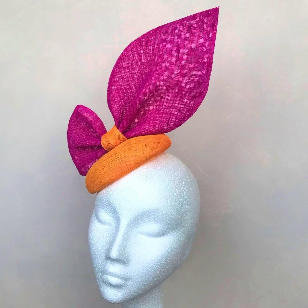 Pink and Orange Bow Fascinator Oversized Bow £105