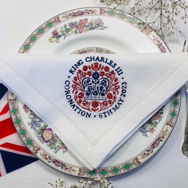 Etsy King Charles III Embroidered Official Coronation Emblem Napkin, from £12.75