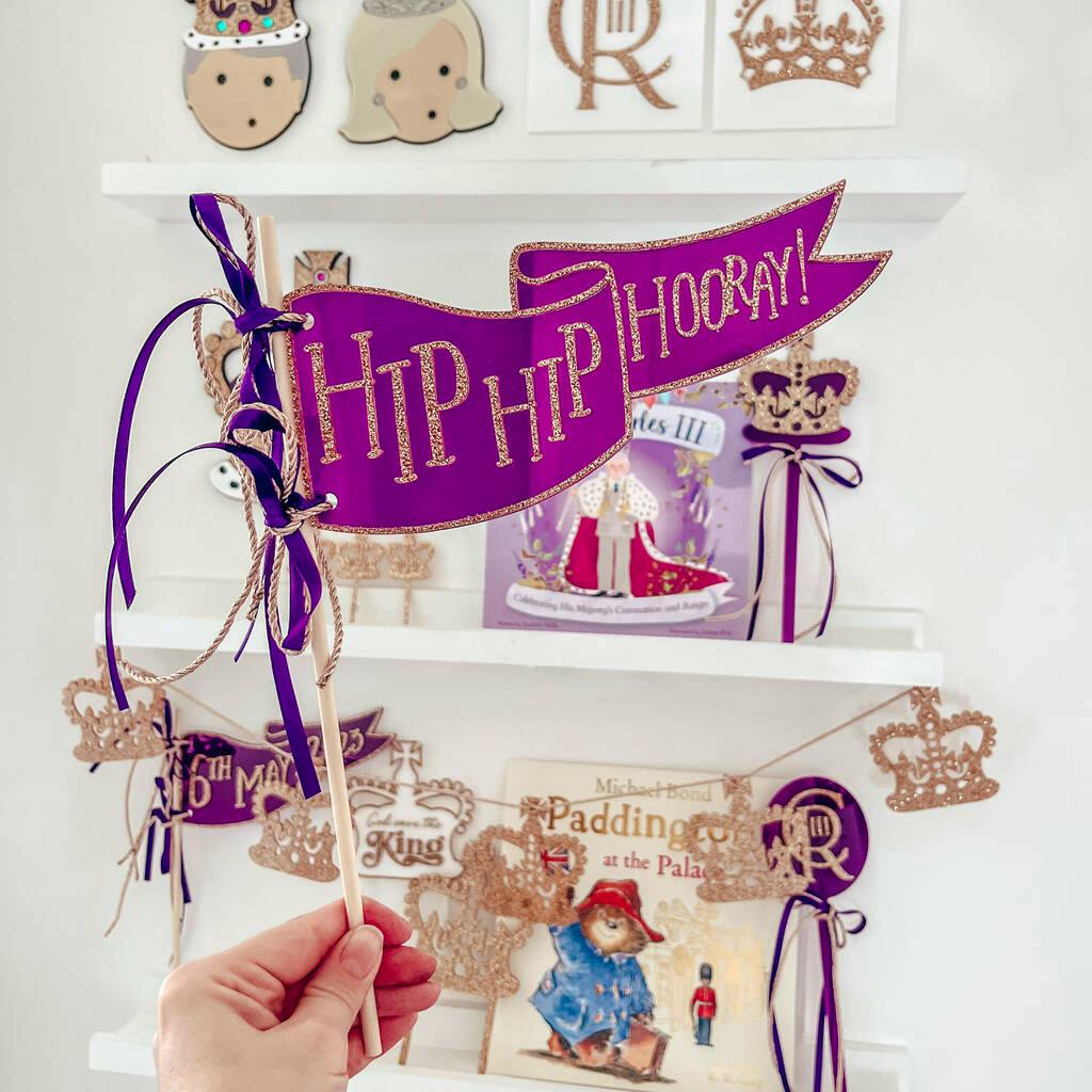 Fiaba Hip Hip Hooray Coronation Pennant Flag And Keepsake, £24.99