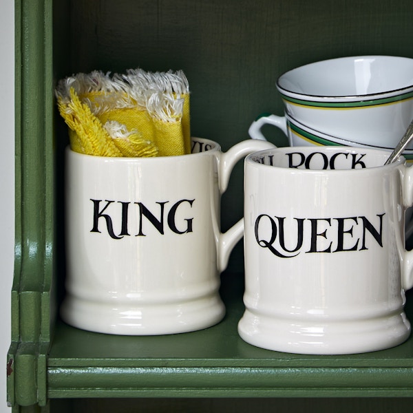 Emma Bridgewater Black Toast King & Queen Set Of 2 1/2 Pint Mugs, £46