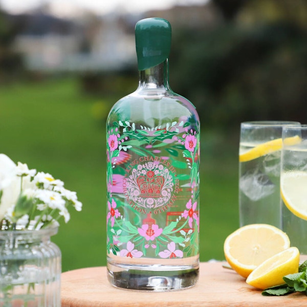Proper Goose Pink Green Floral King's Coronation Gin/Vodka Bottle, £38