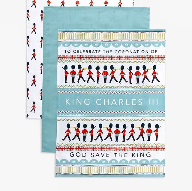 John Lewis Ulster Weavers King Charles III Coronation King's Guard Tea Towel, Pack of 3, £12