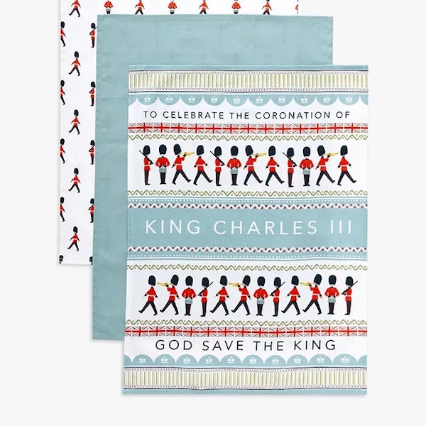 John Lewis Ulster Weavers King Charles III Coronation King's Guard Tea Towel, Pack of 3, £12