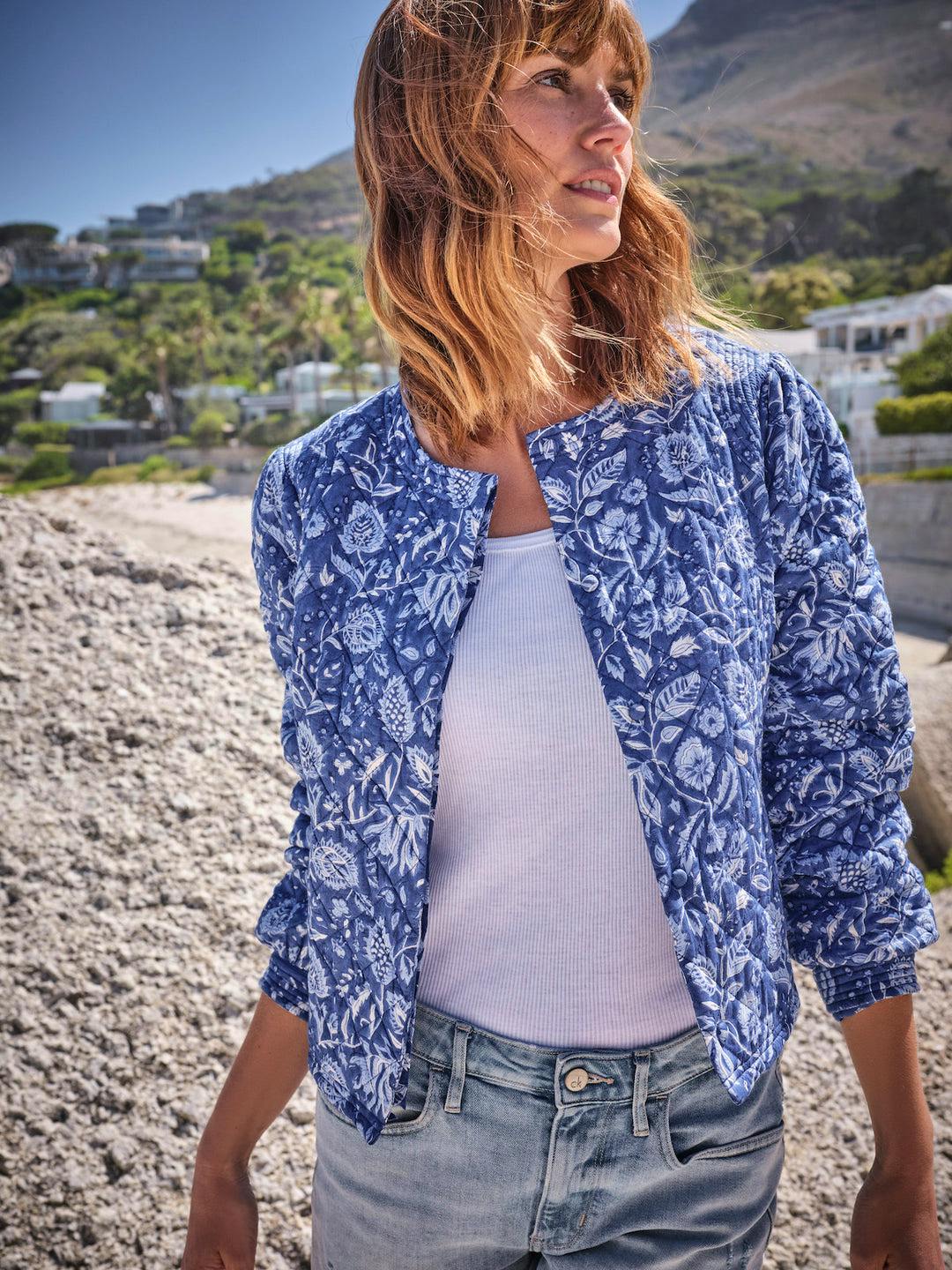 Dilli Grey Tara Quilted Jacket In Lapis, £149