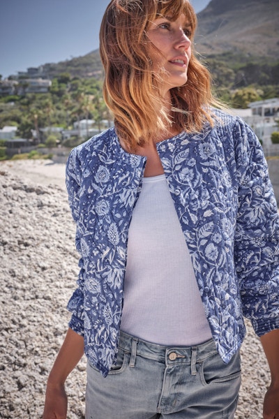 Dilli Grey Tara Quilted Jacket In Lapis, £149