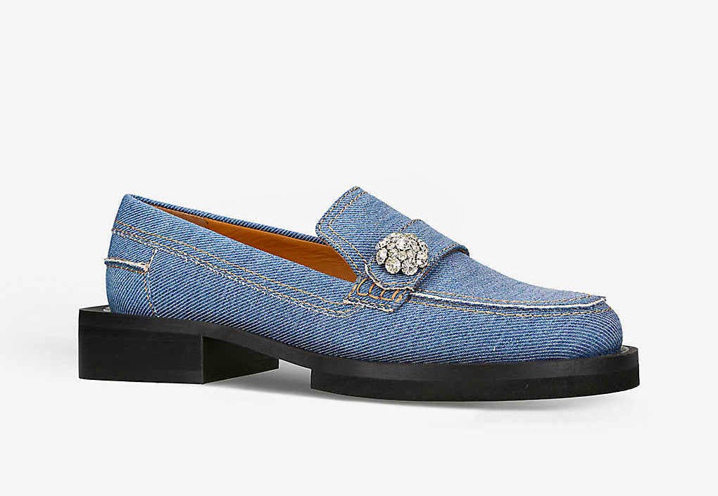 Ganni Jewel-Embellished Denim Loafers, £300