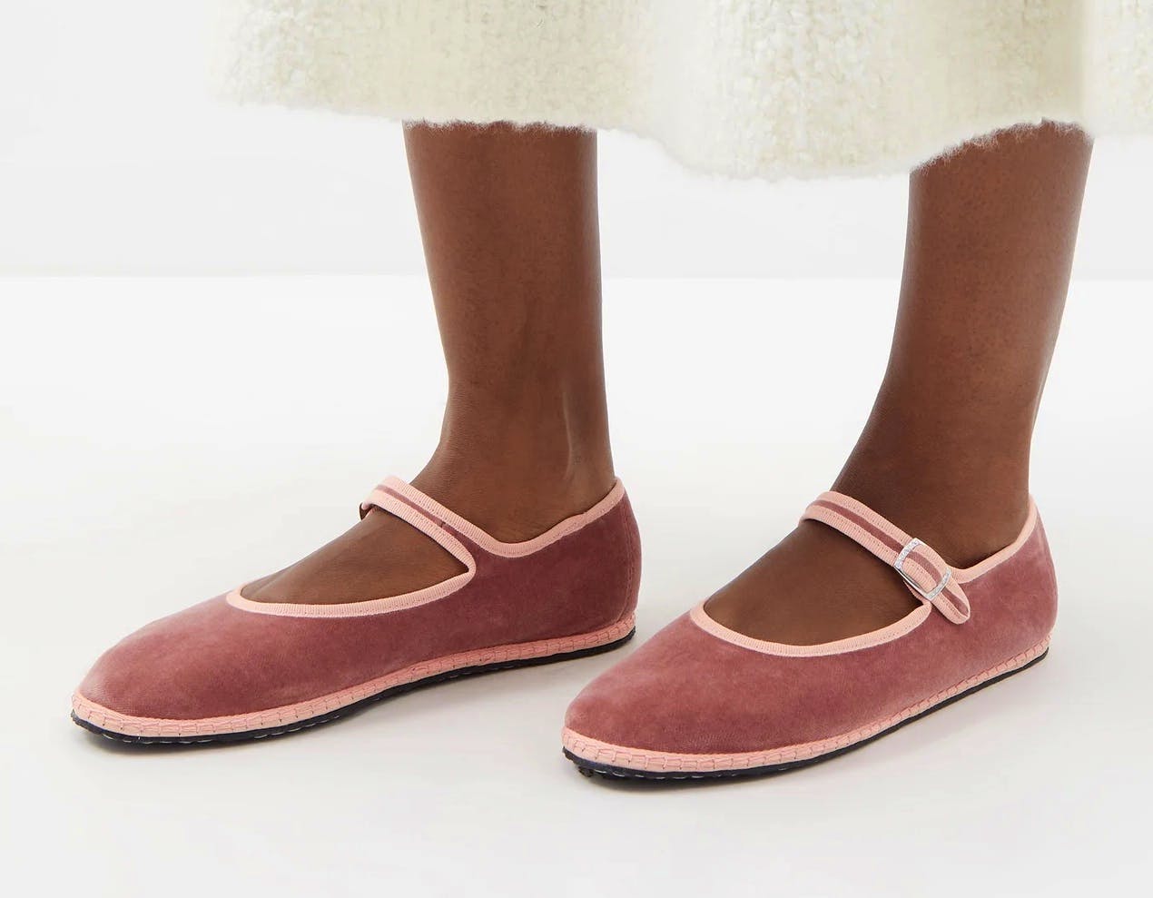 Vibi Venezia Blanket-Stitched Velvet Mary Jane Flats, £85