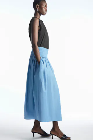 Smocked Midi Skirt
